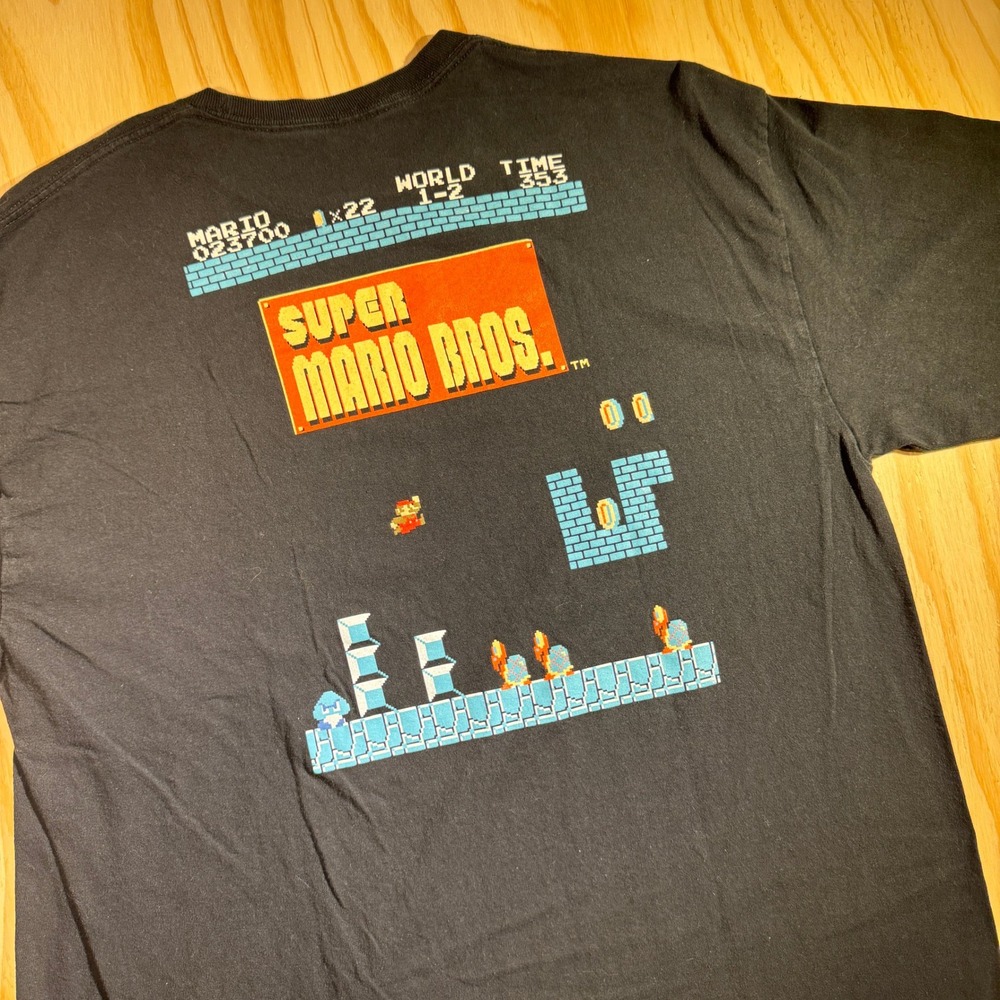Nintendo Men's Super Mario Bros. Geeknet World Black Pixel Graphic Tee Size XL